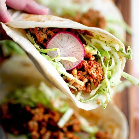 Tacos de Pavo Cremosos con Cilantro