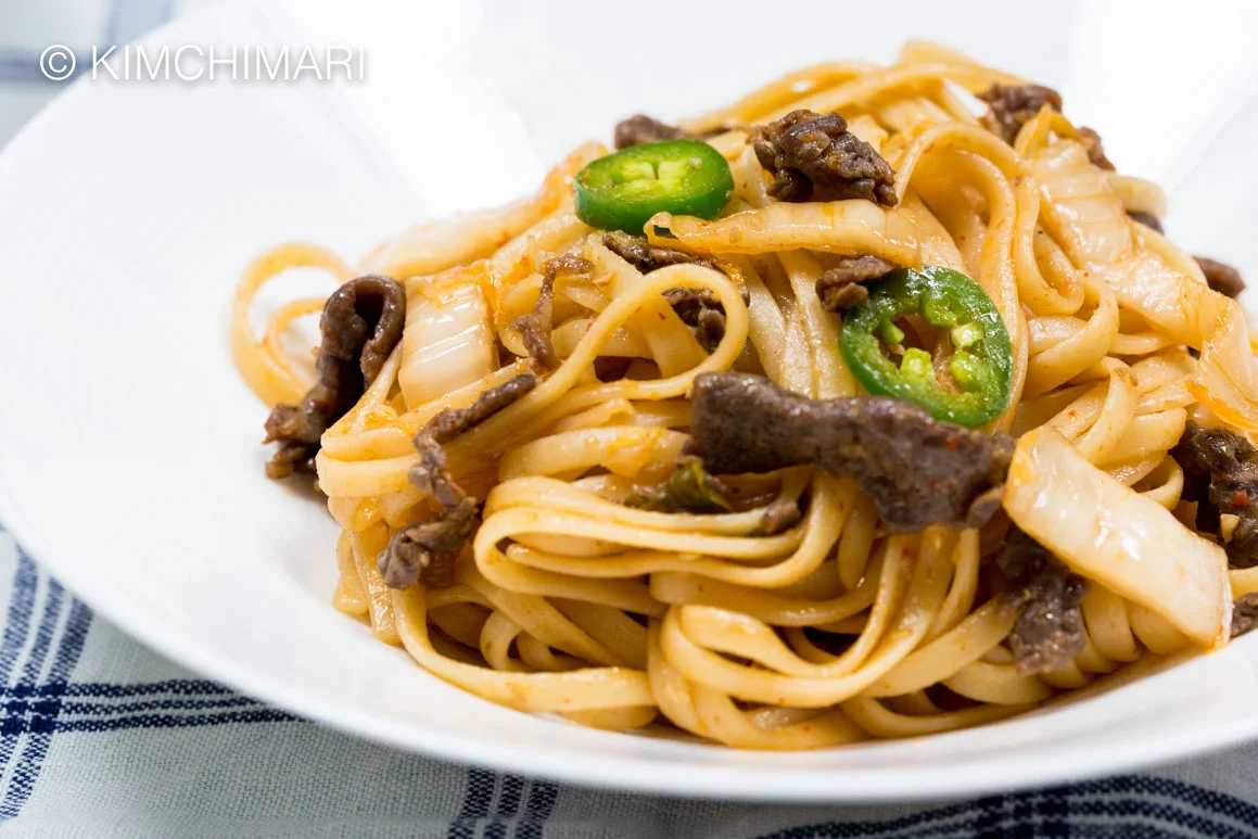 Bulgogi Kimchi Pasta (Spaghetti or Linguine)