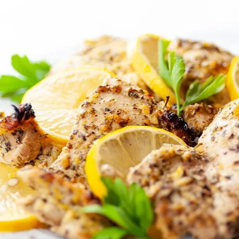 Baked Greek Chicken Thighs with Greek Chicken Marinade