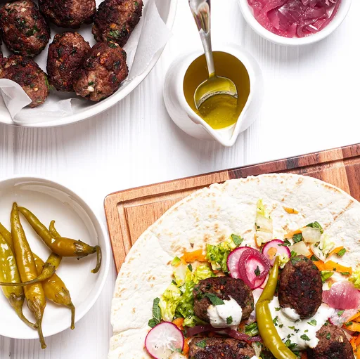 Easy Lamb Kofta Wraps with yogurt sauce