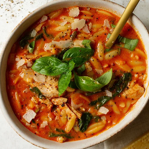 Rosa Mariana Soup (Italian Orzo Soup with Chicken and Tomato)