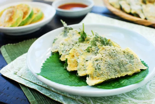 Kkaennip jeon (Pan-fried stuffed perilla)