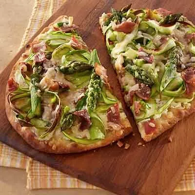Shaved Asparagus & Prosciutto Pizza