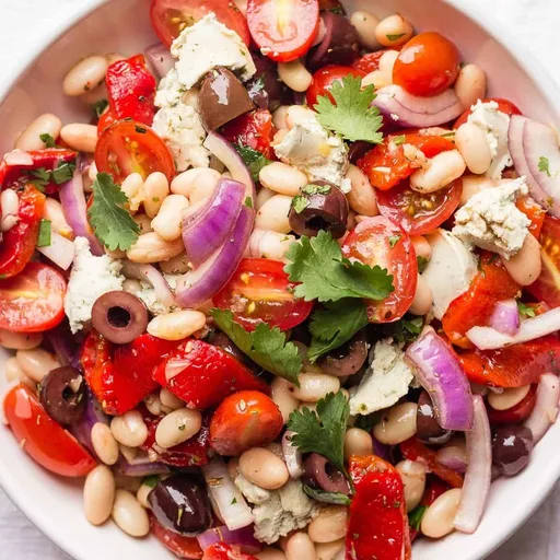 Italian Cannellini Bean Salad With Tomatoes And Olives