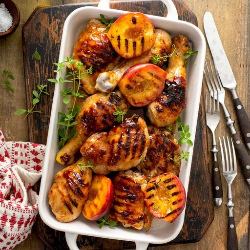 Grilled Chicken with Sticky Peach Glaze