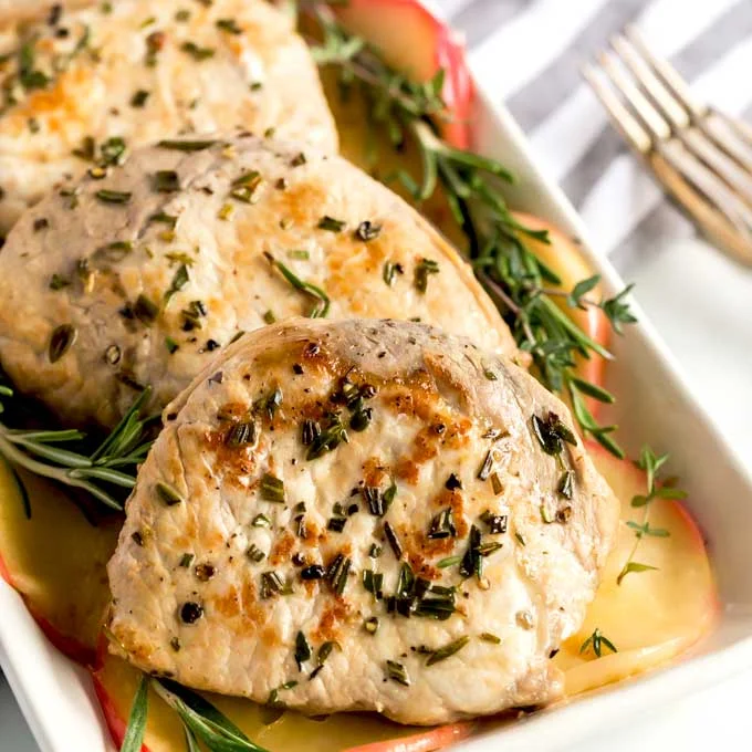 Herb Crusted Pork Chops with Maple Bourbon Glaze
