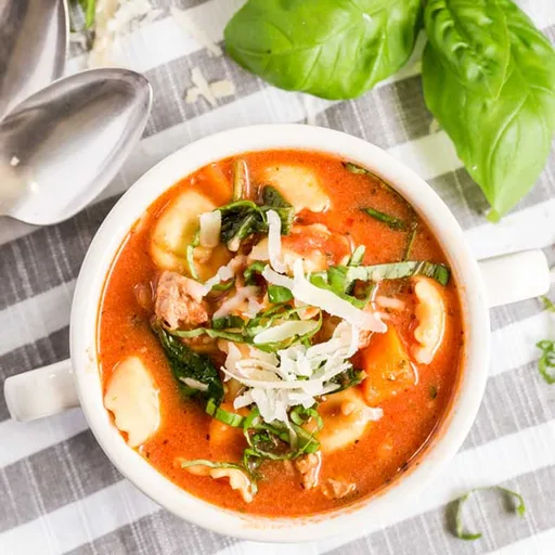 Tortellini Soup with Italian Sausage and Spinach