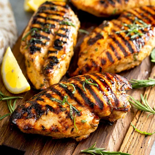 Pechuga de pollo a la parrilla con adobo de hierbas y balsámico