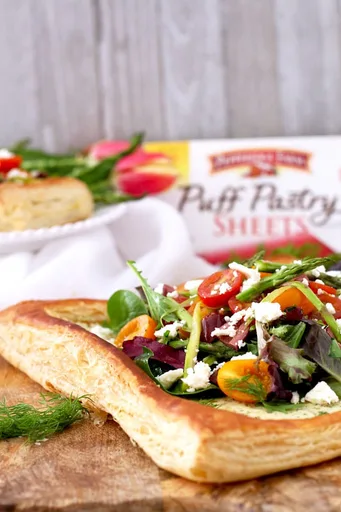 Puff Pastry Tart with Tomatoes, Asparagus and Herbed Feta