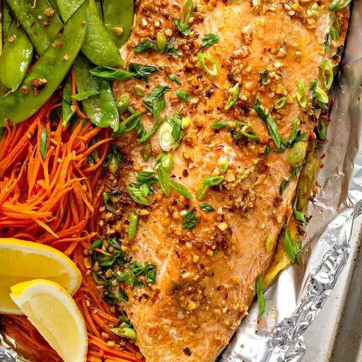 Baked Salmon in Foil with Asian Butter
