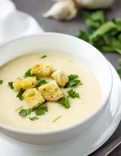 Austrian Garlic Soup With Croutons