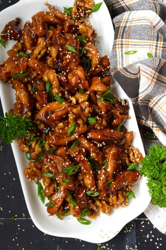 Pollo crujiente con nueces