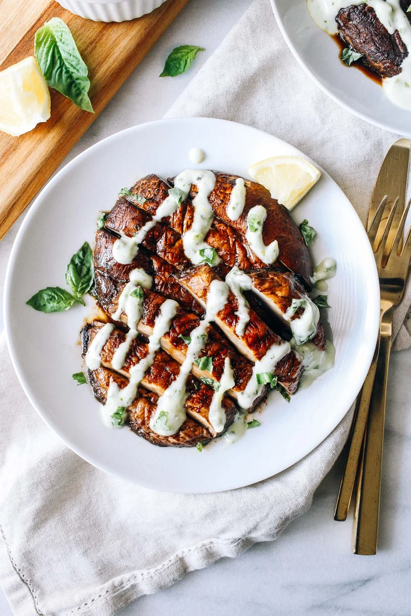 Portobello Steaks with Lemon Basil Aioli