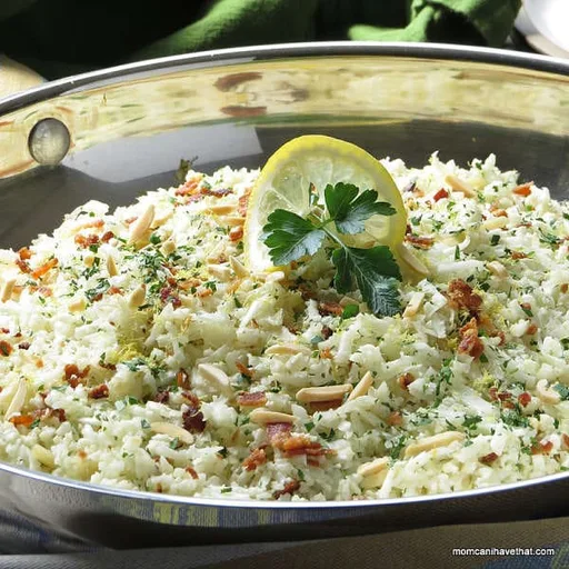 Gluten-Free, Low Carb Cauliflower Rice Pilaf