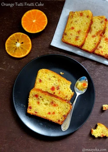 Pastel de naranja y tutti frutti sin huevo