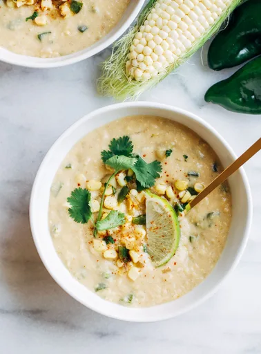 Vegan Roasted Poblano Corn Chowder