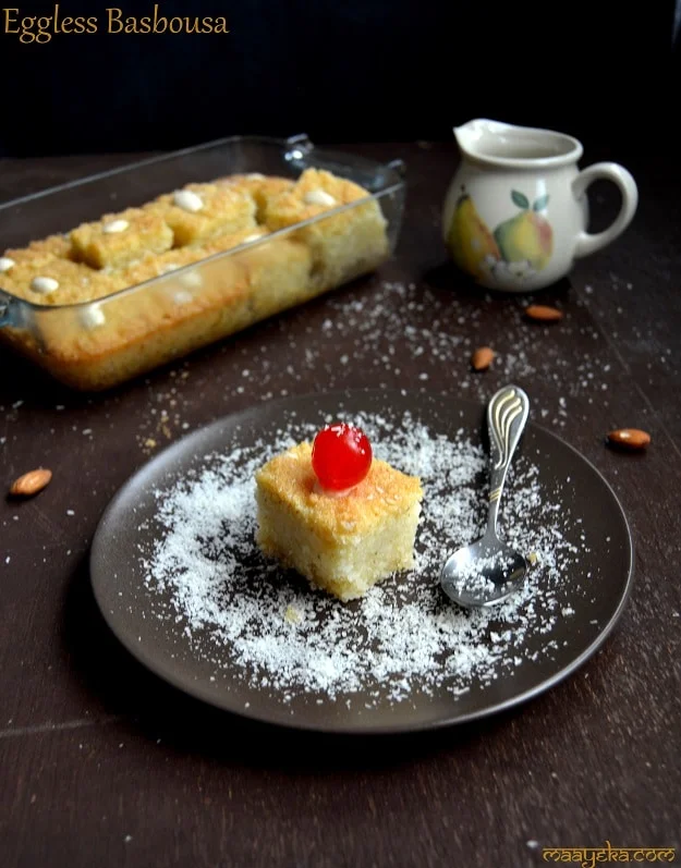 Eggless coconut Basbousa Recipe
