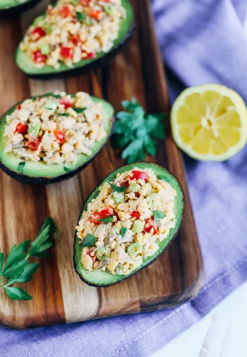 Chickpea 'Tuna' Stuffed Avocados