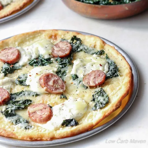 Keto Fathead Pizza With Sausage, Ricotta and Kale