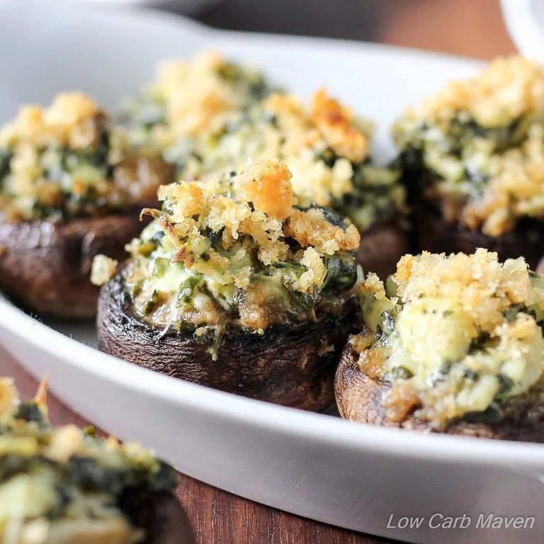 Two-Bite Spinach Artichoke Stuffed Mushrooms