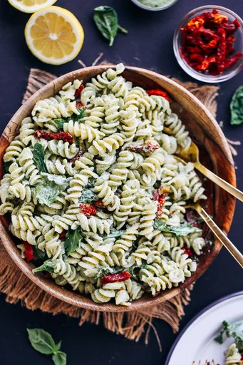 Creamy Hemp Pesto Pasta Salad