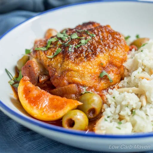 Pollo marroquí fácil con limones y aceitunas