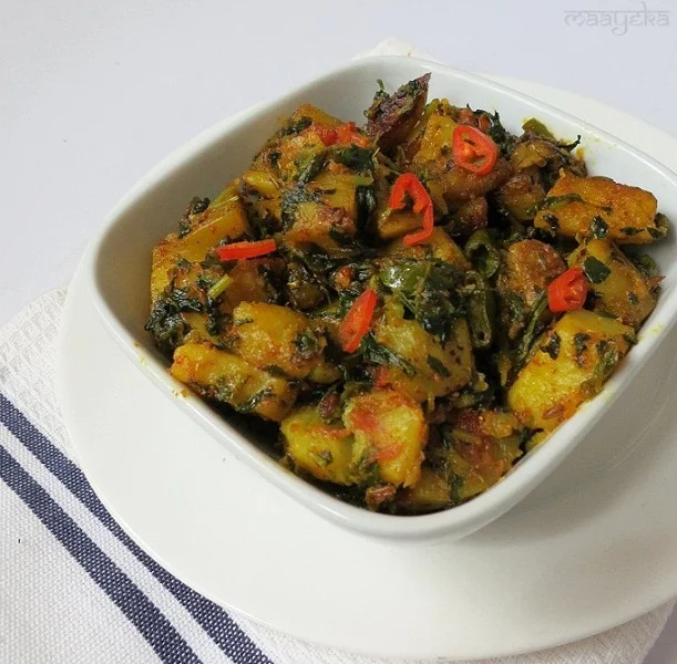 Aloo Methi Subzi ,Potato and Fenugreek stir fry