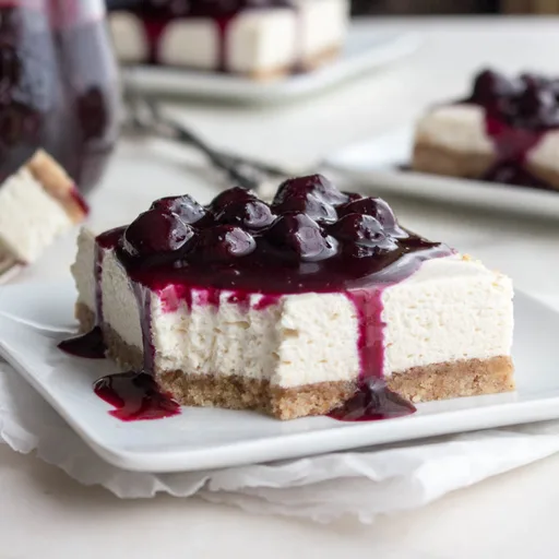 Barritas de tarta de queso sin horno con salsa de arándanos