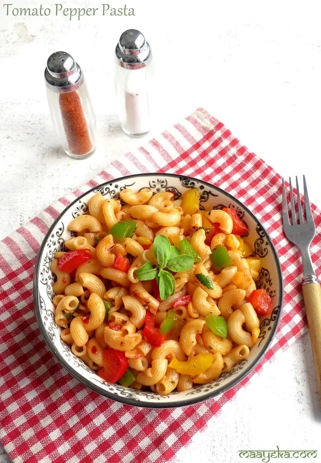 Tomato Pepper Pasta ,Quick Tomato Pasta Toss Recipe