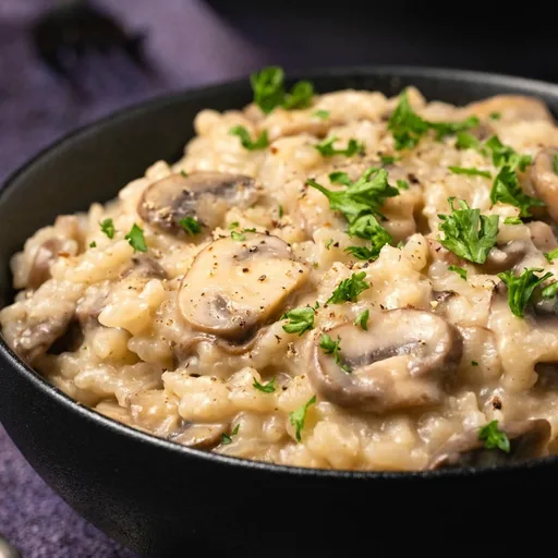 Risotto de setas vegano y cremoso