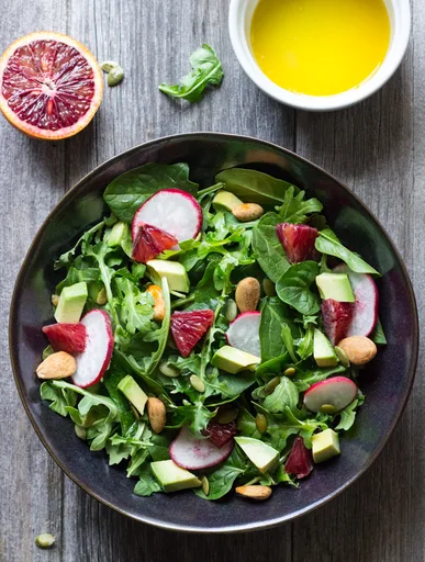 Ensalada de naranja, aguacate y rúcula