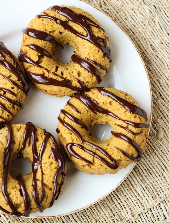 Baked Pumpkin Donuts with Chocolate Icing