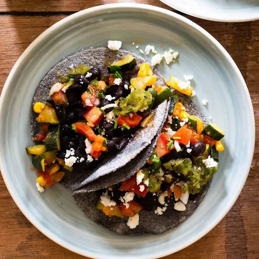 Blue Corn Tacos With Zucchini and Black Beans