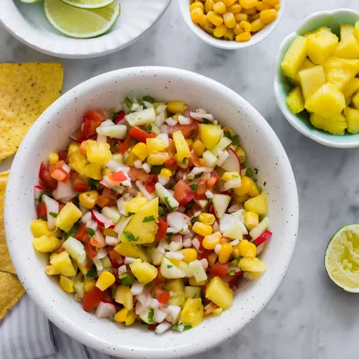 Pico de gallo con piña y elote