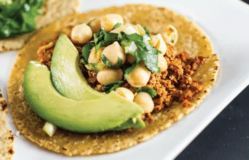 Soy Chorizo Tacos with Garbanzo Bean Salsa