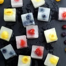 Coconut Water And Fruit Ice Cubes