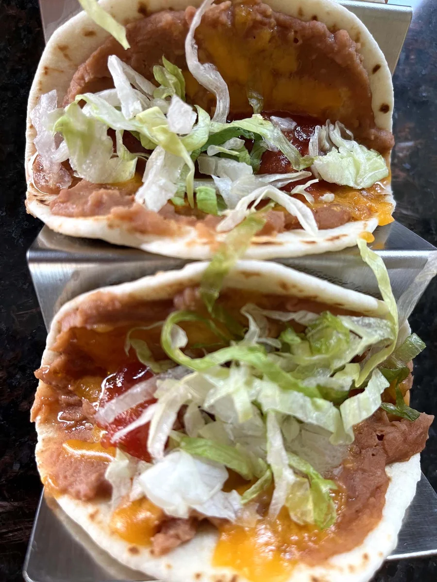 Refried Bean And Cheese Tacos