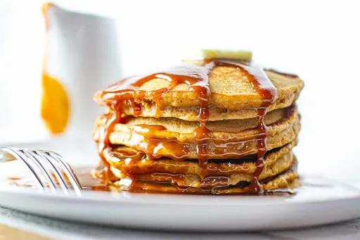 Sweet Potato Pancakes with Caramelized Rum Syrup