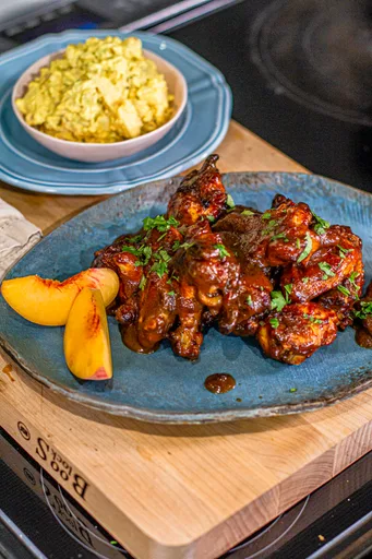 Sweet & Spicy Peach Sticky Wings