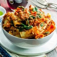 Easy Rigatoni with Lentil Bolognese