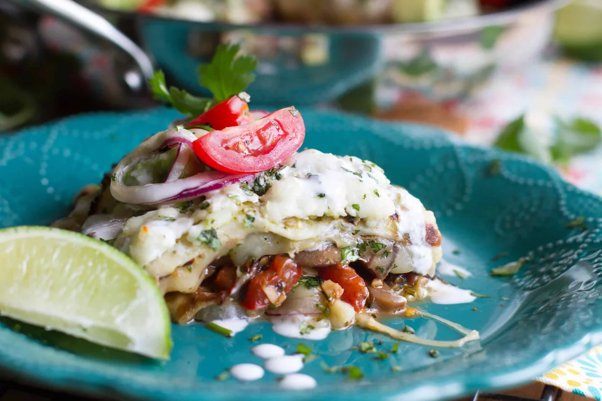 Enchiladas de champiñones portobello a la sartén