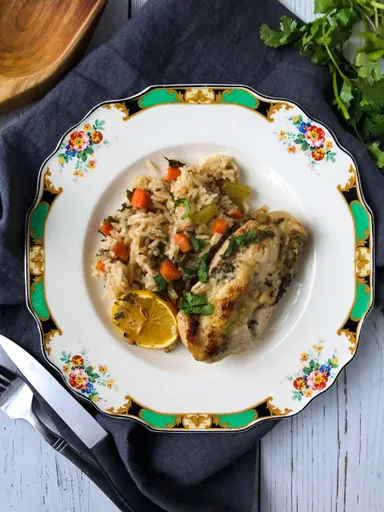 Pollo con arroz al horno
