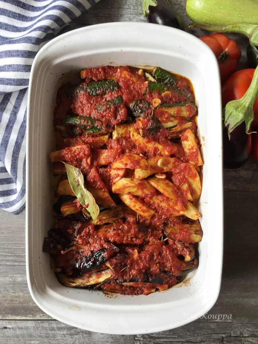 Eggplant, zucchini and potato bake