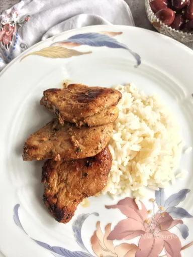 Solomillo de cerdo con arroz