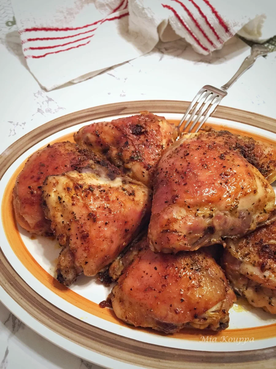 Roasted chicken thighs