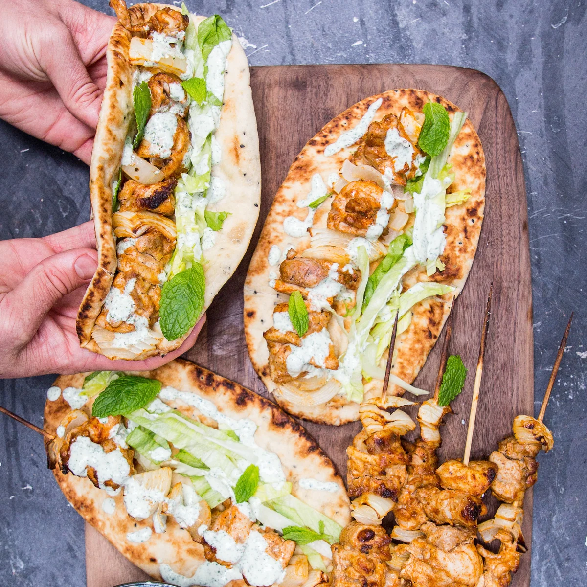 Chicken Skewer Naan Wraps