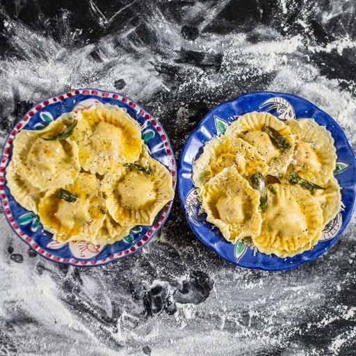 Raviolis caseros de calabaza butternut