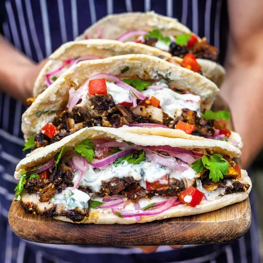 Gyros de panceta de cerdo asada a fuego lento
