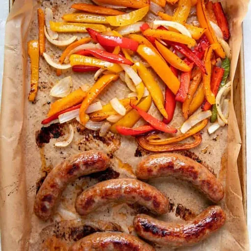 Oven Sausage Peppers and Onions Sheet Pan Meal