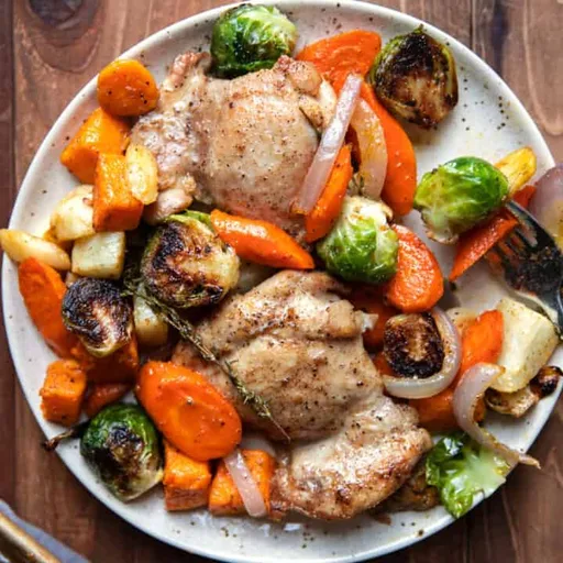 Sheet Pan Roasted Chicken Thighs and Root Vegetables
